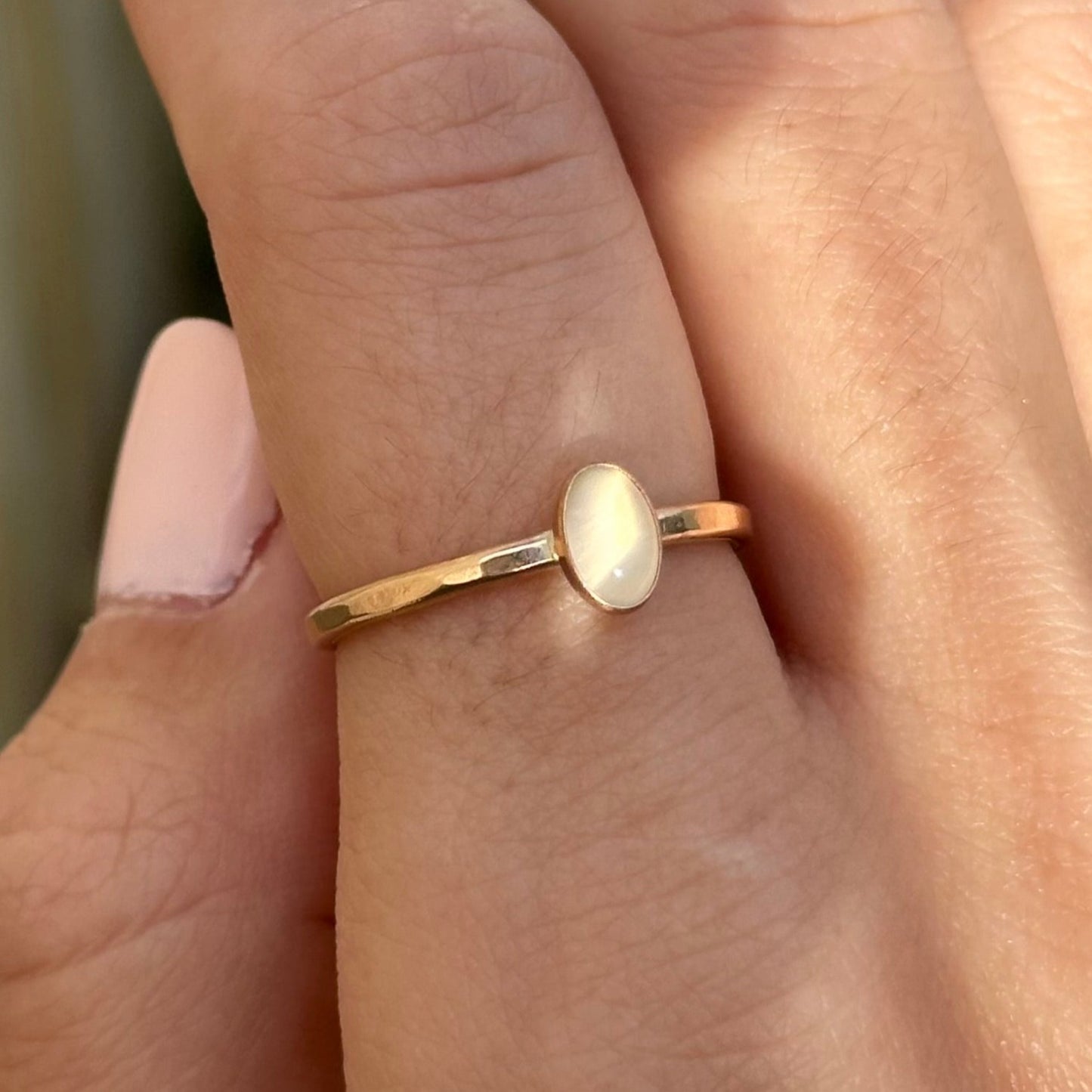 White Moonstone Ring